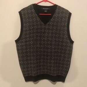 VTG Old Navy Sweater Vest Mens Large Gray 100% Lambswool V Neck Knit Pullover